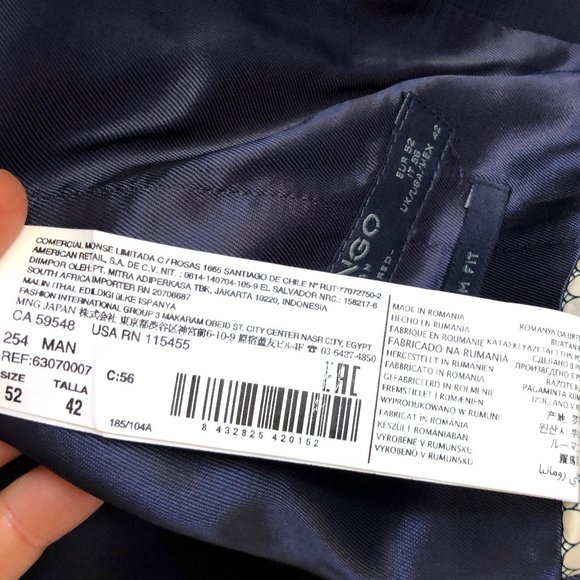 MANGO Mens Suit Vest Blue Windowpane Check Wool 42 - Picture 15 of 15